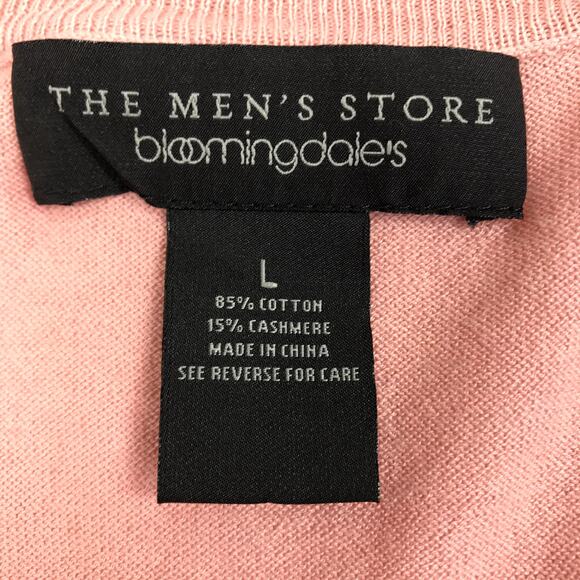 The Bloomingdale's Cashmere Blend V-Neck Pullover Sweater Men Sz L Peach Classic - Picture 5 of 8